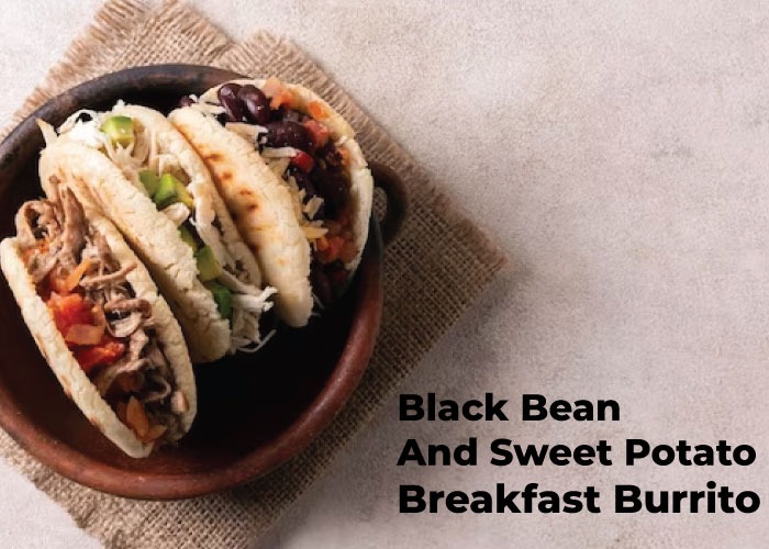 Black bean and sweet potato breakfast burrito:
